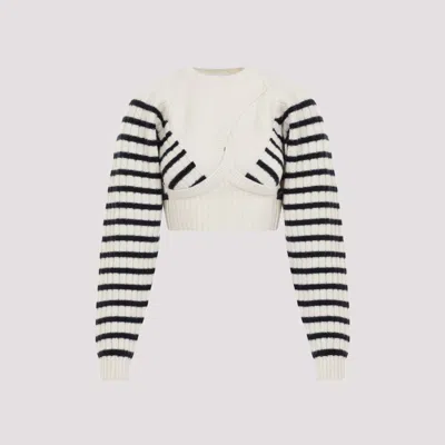 JEAN PAUL GAULTIER RIBBED MARINIERE CROP PULLOVER