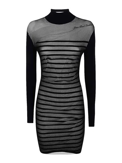 Jean Paul Gaultier Ribbed Mariniere Short Dress In Azul