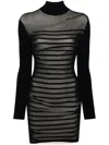Jean Paul Gaultier Striped Mini Dress In Two In Blue