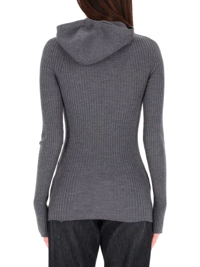 Jean Paul Gaultier Ribbed Merino Wool Sweater In Gray