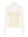 Jean Paul Gaultier Ribbed-knit Wool-blend Turtleneck Sweater In Neutral