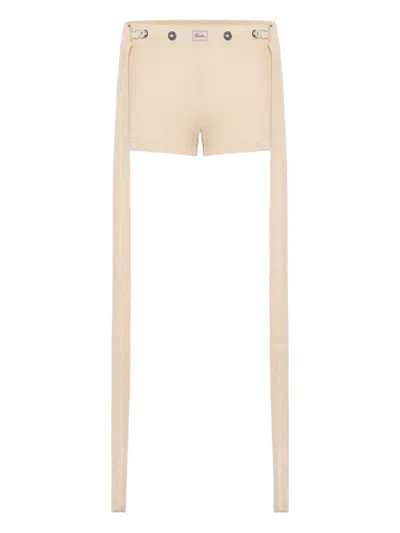 Jean Paul Gaultier Ribbed Patch-detail Shorts In Neutral
