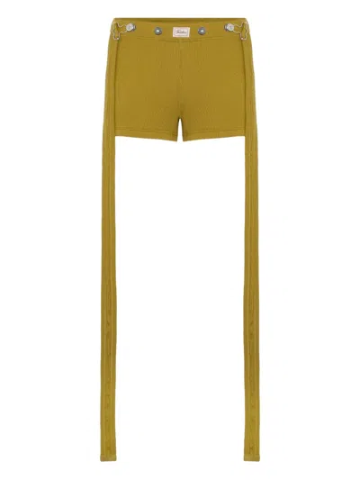 Jean Paul Gaultier Ribbed Patch-detail Trousers In Yellow