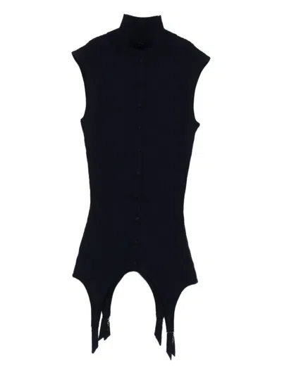 Jean Paul Gaultier Ribbed Sleeveless Top In Black