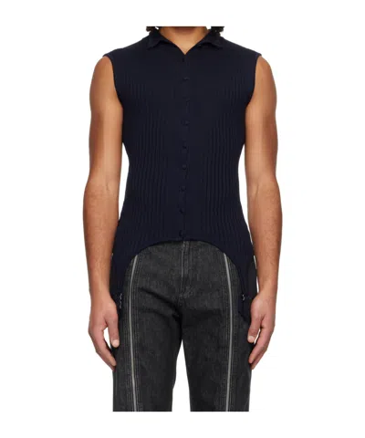 Jean Paul Gaultier Ribbed Sleeveless Top In Blue