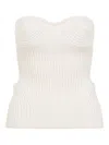 Jean Paul Gaultier White Merino Wool Ribbed Stretch Corset In White