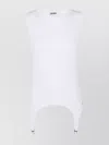 Jean Paul Gaultier Sleeveless Ribbed Knit Top With Garter Hem Detail In White