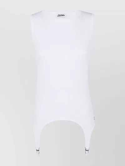 Jean Paul Gaultier Ribbed Tank Top Lingerie Garter In White