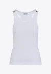Jean Paul Gaultier Ribbed Texture Sleeveless Tank Top With Double Buckle Hardware In White
