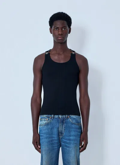 Jean Paul Gaultier Ribbed Tank Top With Metal Hardware In Black
