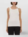 Jean Paul Gaultier Ribbed Texture Scoop Neck Sleeveless Top In White