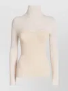 Jean Paul Gaultier Ribbed Turtleneck Sweater Corset Detail In Neutral