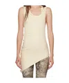Jean Paul Gaultier Ribbed Twisted Double Layer Piercing Tank Top In Brown