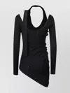 Jean Paul Gaultier Ribbed Twisted Double Layer Top With Piercing Detail In Multi
