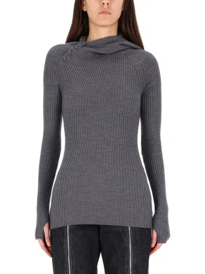 Jean Paul Gaultier Ribbed Wool Sweater In Gray