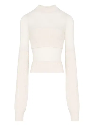 Jean Paul Gaultier Ribbed Wool Sweater In Neutral