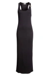 Jean Paul Gaultier Ring Detail Cotton Rib Tank Dress In Black
