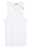 Jean Paul Gaultier Ribbed Texture Scoop Neck Sleeveless Top In White