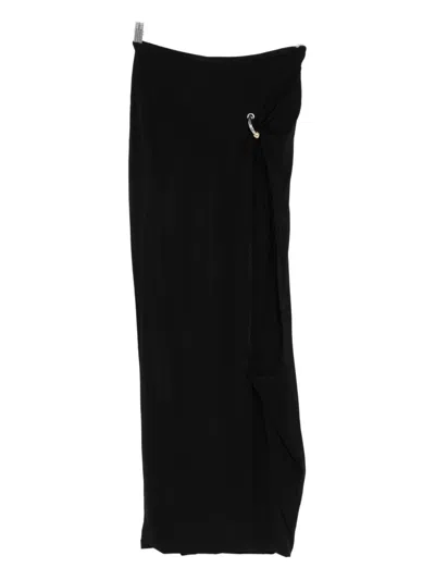 Jean Paul Gaultier Ring-detail Side-split Midi Skirt In Black