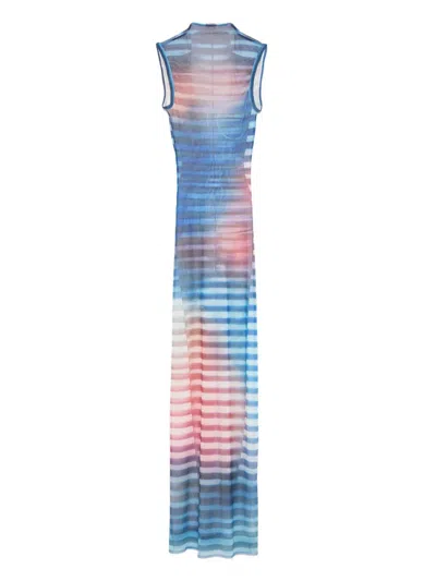 Jean Paul Gaultier Striped Sleeveless Dress In Blue