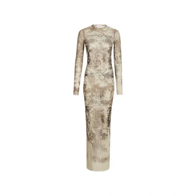 Jean Paul Gaultier Robe Longue À Imprimé In Gray