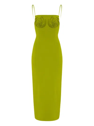 JEAN PAUL GAULTIER ROSE-EMBELLISHED MIDI DRESS