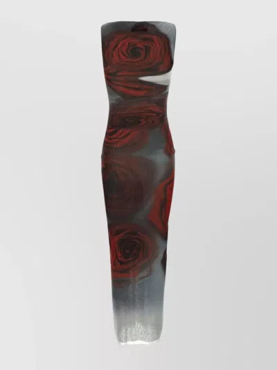 Jean Paul Gaultier The Long Red Blurry Tulle Maxi Dress In Multi