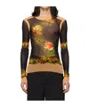 Jean Paul Gaultier Rose-print Long-sleeve Top