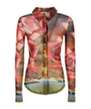 Jean Paul Gaultier Red Rose-print Mesh Shirt In Multicolor