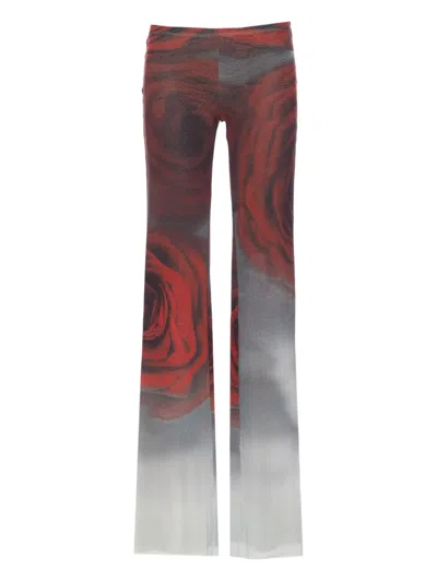 JEAN PAUL GAULTIER ROSE-PRINT MESH TROUSERS