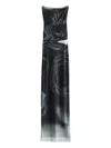 Jean Paul Gaultier Boat Neck Blurry Roses Printed Sleeveless Dress In Black