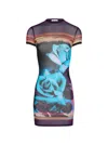 Jean Paul Gaultier Roses Mini Dress Woman Multicolor In Nylon In Blue