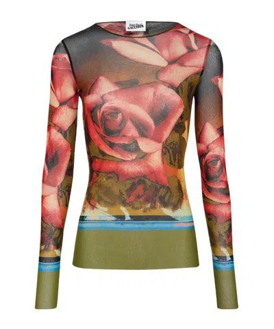 JEAN PAUL GAULTIER ROSE PRINTED T-SHIRT