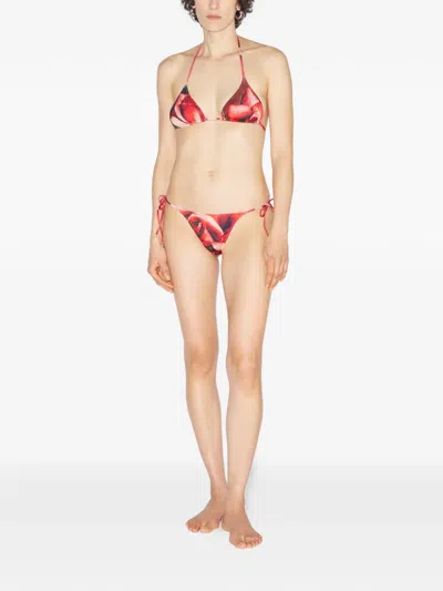 Jean Paul Gaultier Roses Printed-tie Bikini Bottoms In Multi