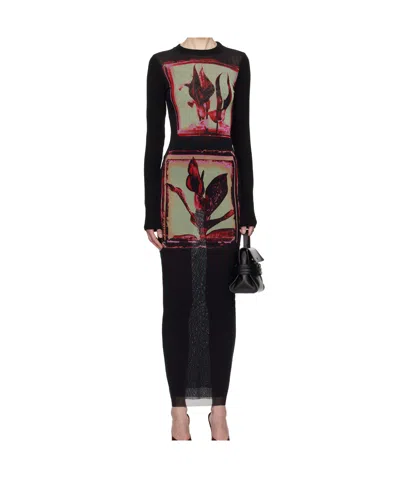 Jean Paul Gaultier Round Neck Long Sleeve Dress In Black