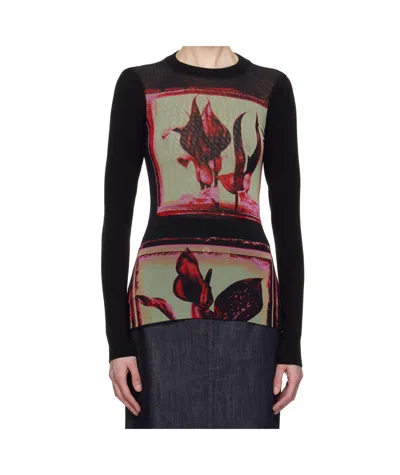 Jean Paul Gaultier Round Neck Long Sleeve T-shirt In 002142-black/pink/mi
