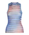 Jean Paul Gaultier Sleeveless Round Neck Striped Sheer Top In Multi