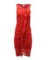 Jean Paul Gaultier Ruched Dress In Red Nylon In Red