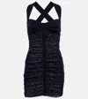 Jean Paul Gaultier Ruched Mesh Bustier Minidress In Navy