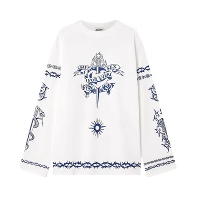 Pre-owned Jean Paul Gaultier Safe Sex Long-sleeve T-shirt 'white'