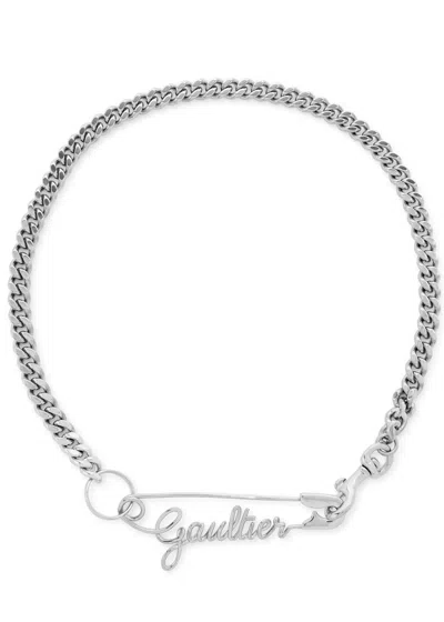 Jean Paul Gaultier Safety Pin Chain Necklace In Neutral