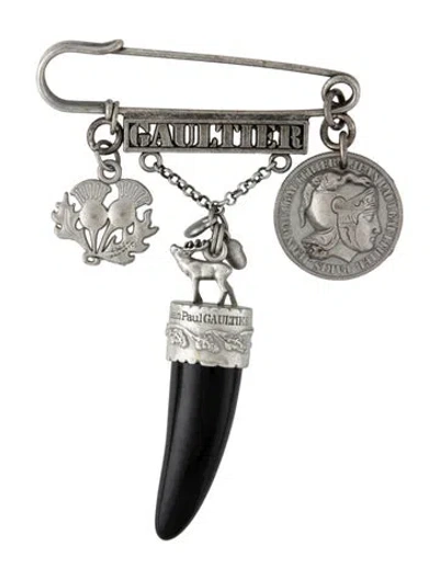 Pre-owned Jean Paul Gaultier Safety Pin Charm Brooch In Multicolor