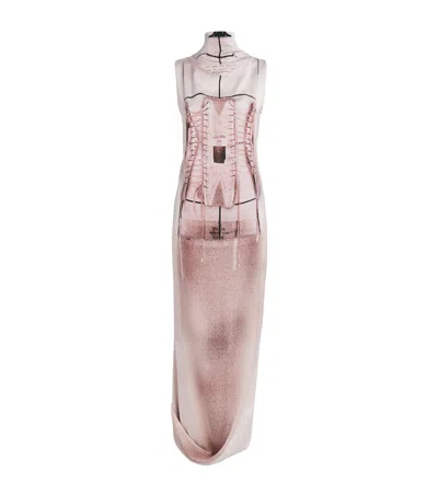 Jean Paul Gaultier Satin Trompe-l'oeil Corset Maxi Dress