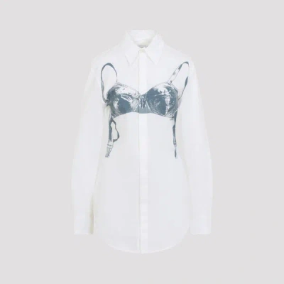 Jean Paul Gaultier Womens White Blue Grey Scanned Bra Stretch-cotton Shirt