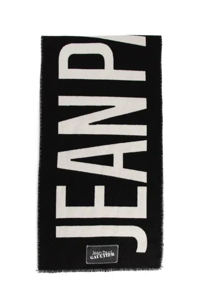 Jean Paul Gaultier Black & Off-white 'the ' Scarf In Multicolor