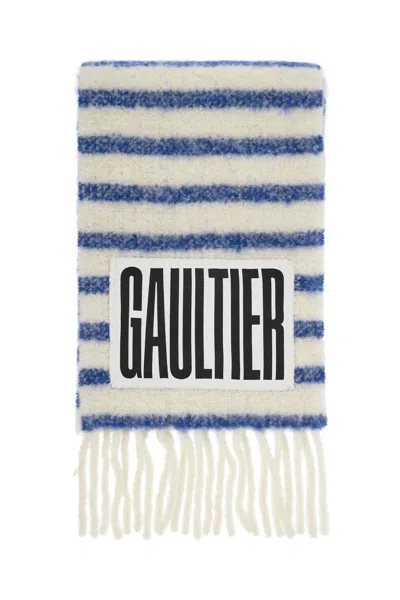 Jean Paul Gaultier Sciarpa A Righe The Marinière In Misto Alpaca In 0150-white/blue