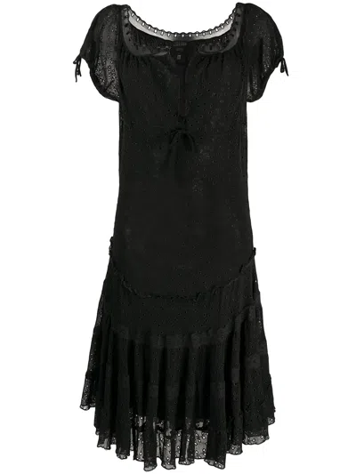 Pre-owned Jean Paul Gaultier Scoop Neck Eyelet Dress In 黑色