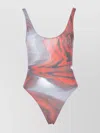 Jean Paul Gaultier Scoop Neck High-cut Open Back Swimsuit In Multi