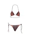 Jean Paul Gaultier Python Print Triangle Halterneck Bikini Set In Brown