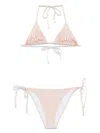 Jean Paul Gaultier Bikini Set Stampa "pinstripe Body Morphing" In Mint/coral